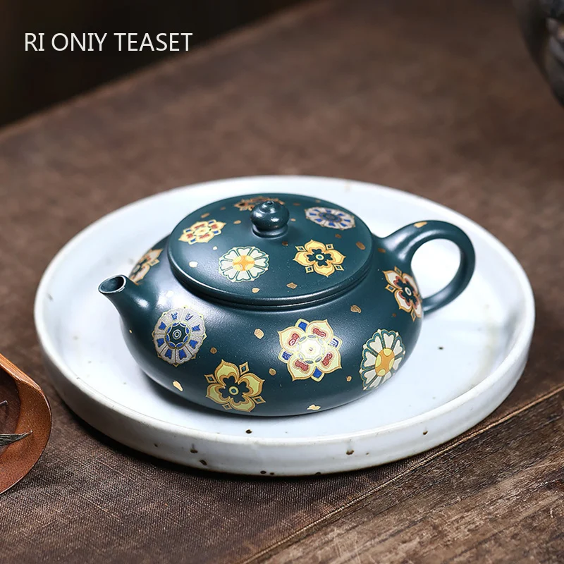 150ml Chinese Yixing Purple Clay Teapot Tradition Handmade Enamel Color Flower Tea Pot Beauty Tea Infuser Zisha Kettle Tea Set