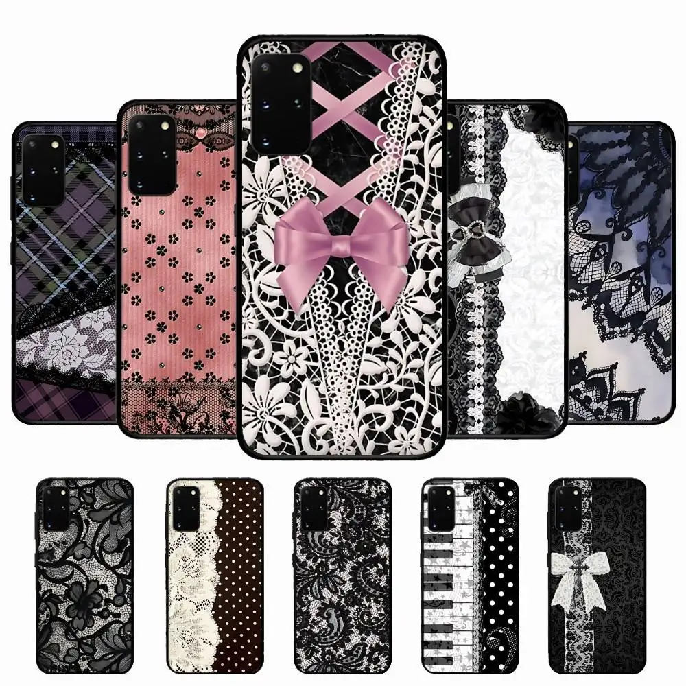 

Lace Pattern Phone Case Silicone PC+TPU For Samsung S10 20 30 22 23 24 Plus Lite Ultra Cover
