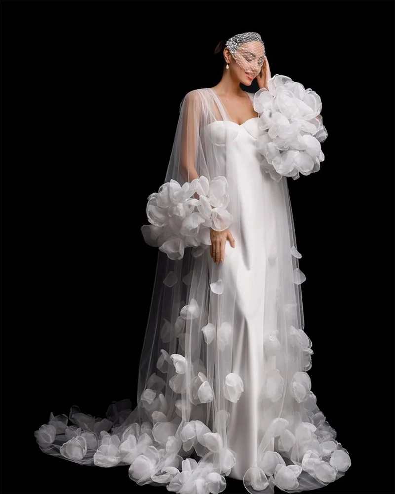 White Women Maternity Prom Dress V Neck Puffy Sleeves Party Robes Tulle Evening Gown Pregnant Sleepwear Customized