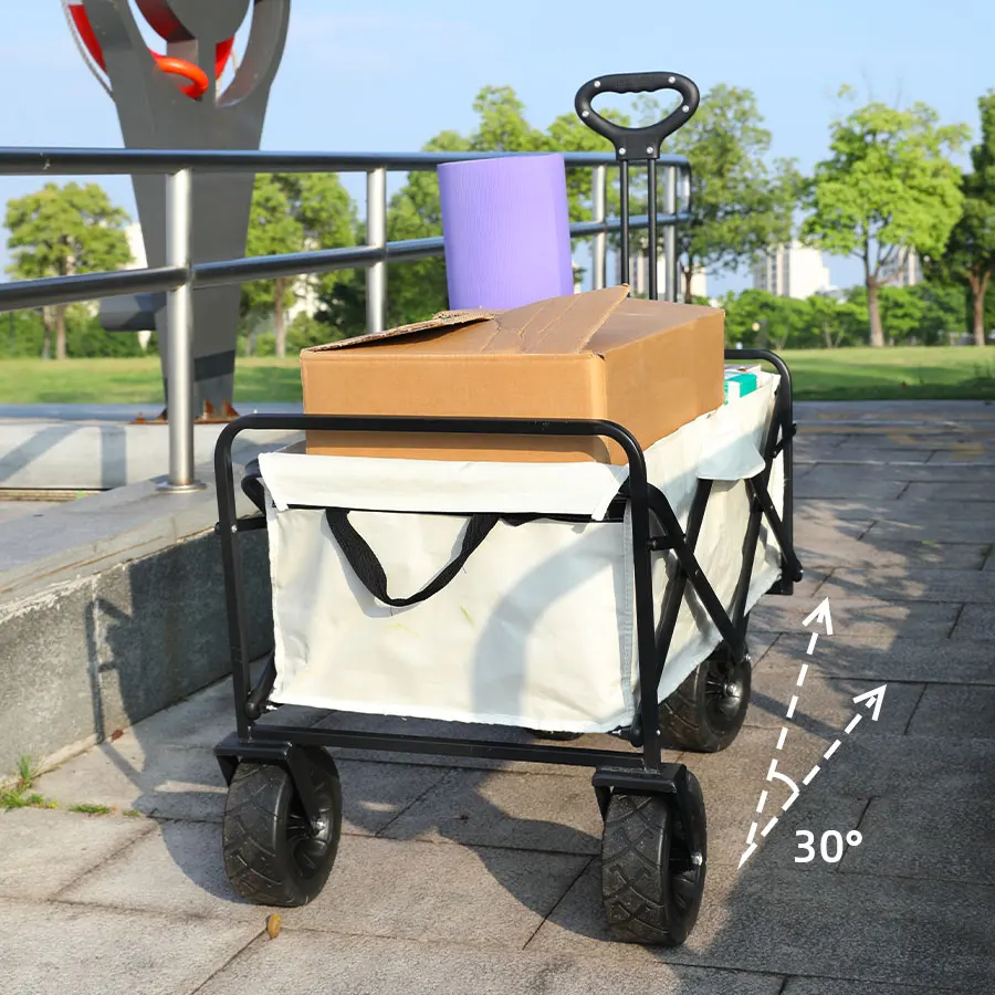 Schwerlast-Bollerwagen mit großer Tragfähigkeit, faltbarer Bollerwagen für Garten, Strand, Campingausrüstung mit Getränkehaltern. – Detail 25