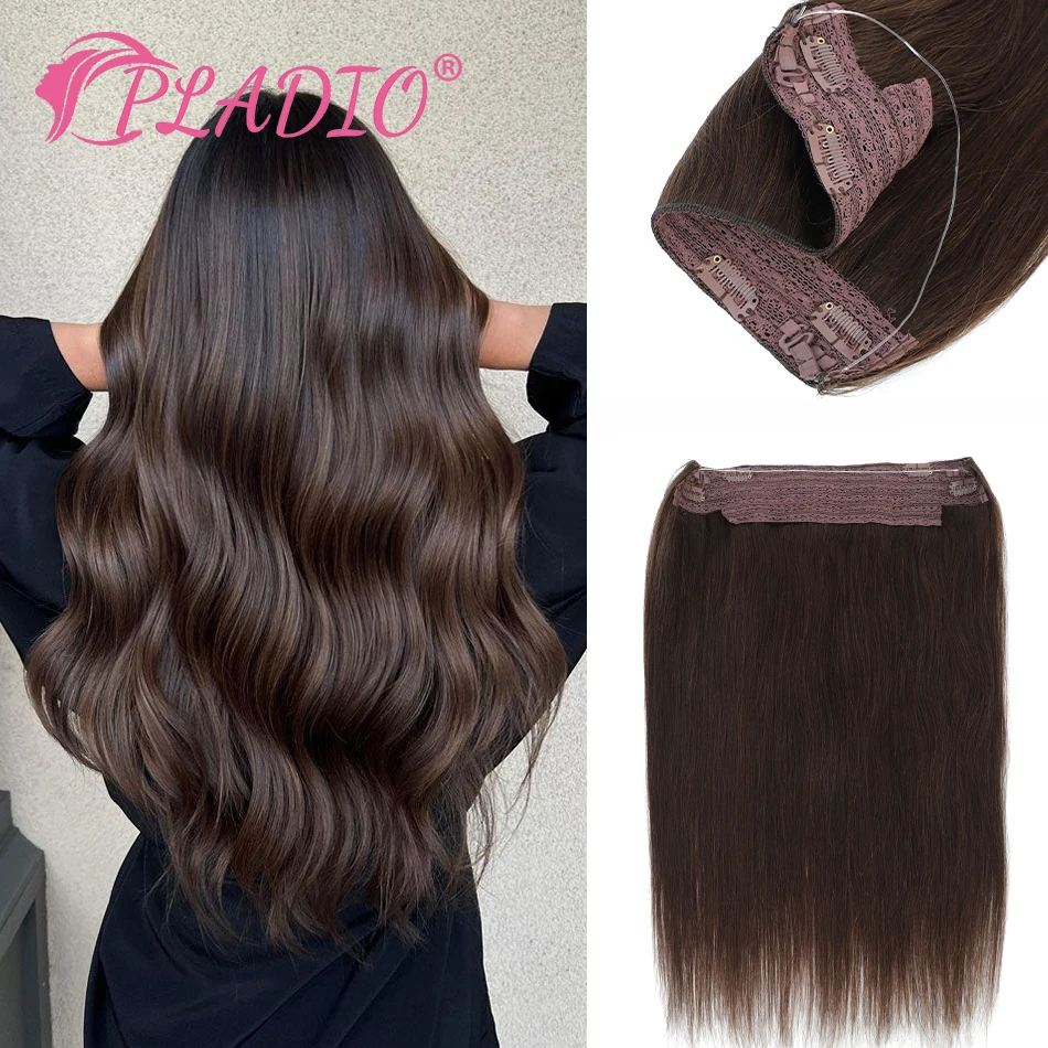 

Wire in Hair Extensions Human Hair Straight Natural Human Hair One Piece Fish Line Clips Weft in Hair Extensions 12“-26”