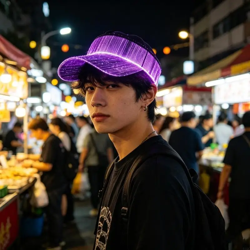 Rechargeable LED Glowing Hat Breathable Design Suitable For Outdoor Night Adventures 