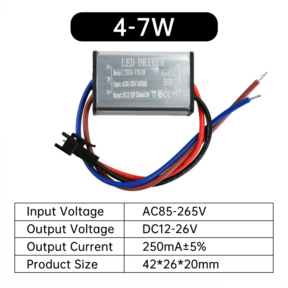 1-24W LED Driver Lighting Transformers AC85V-265V to DC3-80V Power Supply Adapter for Flood Light Spotlight