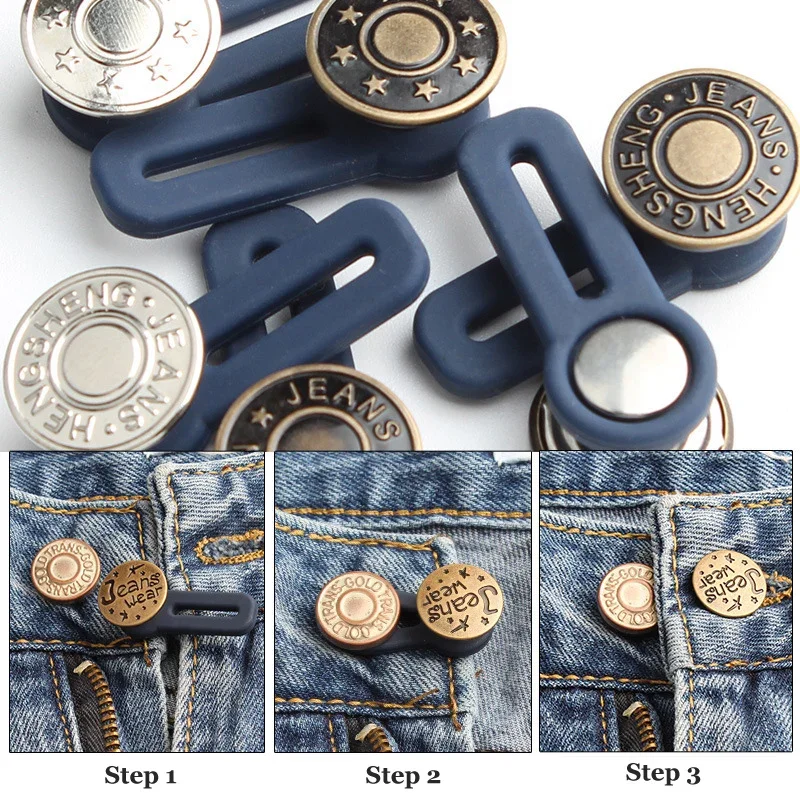 Jeans Retractable Button Buckle Clothing Pant Jeans Button Waistband Adjustable Extended Buckle Jeans Ceinture Sewing Button