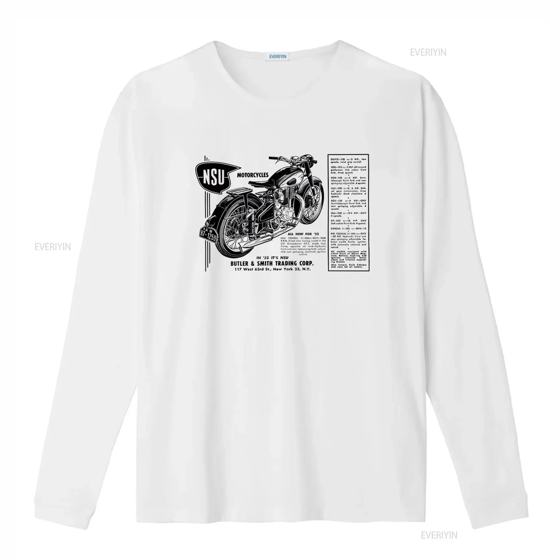 Retro Vintage Motorcycle Art T Shirt NSU Butler Smith Ad Design Biker Style for Men and Women vintage Washed Breathable