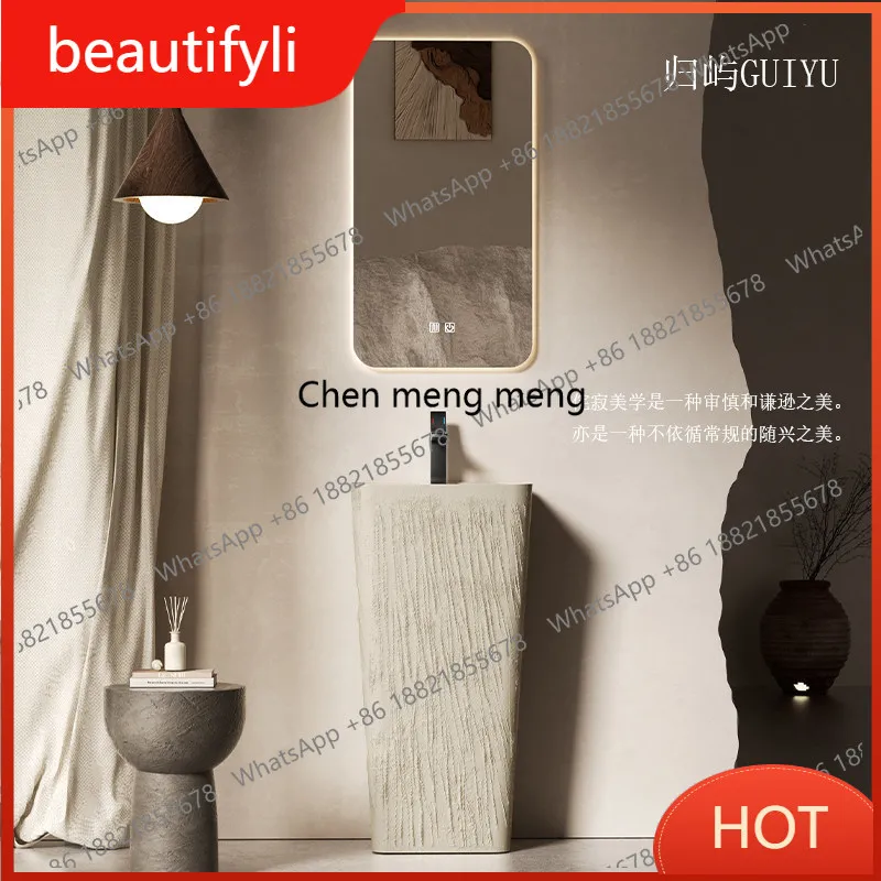 A139 Vintage Chinese-style wash basin wabi-sabi wind column basin outdoor courtyard hotel floor-to-ceiling washbasin