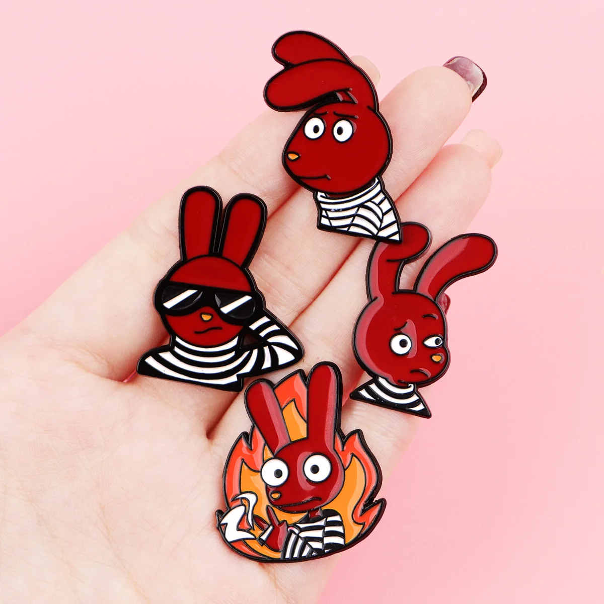 Pin de solapa esmalte conejo rojo – broche metálico para mujer - imagen 5