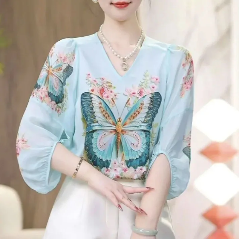 

Spring Summer New Fashion Elegant Round Neck Pullover Versatile Women's Clothing Casual Female Clothes Printed Loose T-Shirts