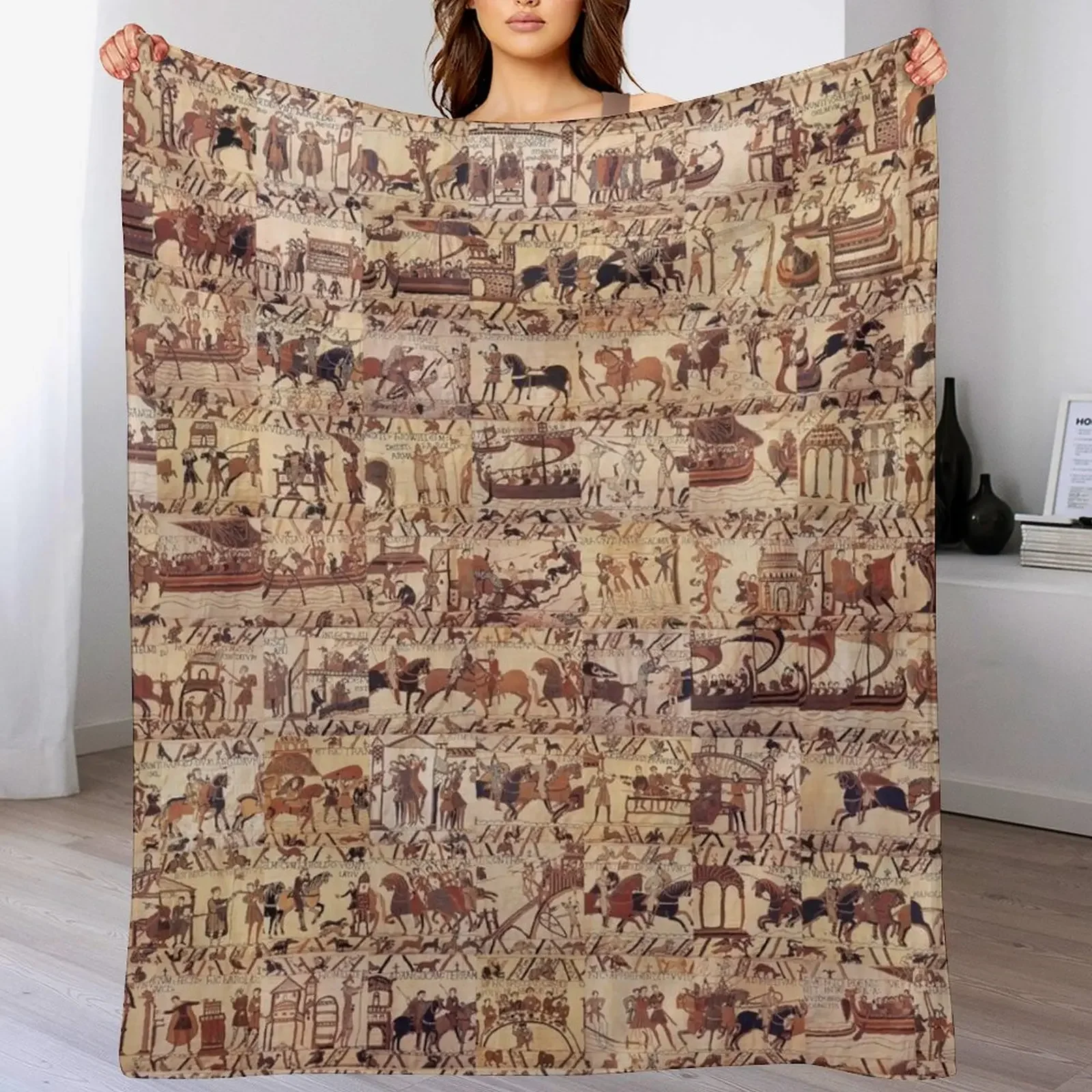 Bayeux Tapestry Throw Blanket Cozy Throw Blanket for Bed Sofa Chair