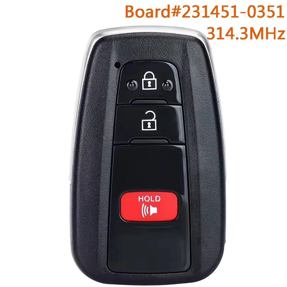 KEYECU 231451-0351 Intelligenter Fernbedienungs-Autoschlüssel für Toyota Prius 2016-2021 RAV4 2019 2020 2021 HYQ14FBC 314,3MHz