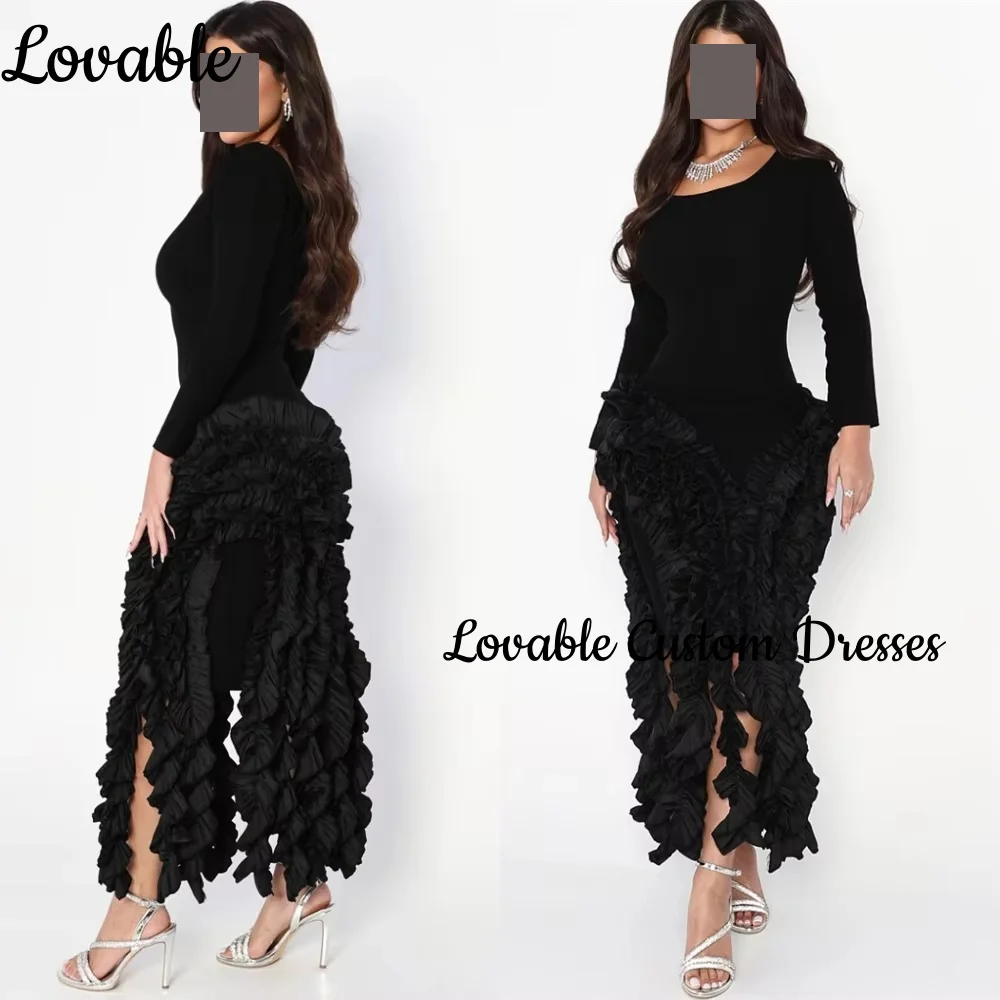 

Elegant Party Dresses For Women Customize Column Square Neckline Ankle-Length Formal Occasion Dresses Ruffle Zipper Up Formal