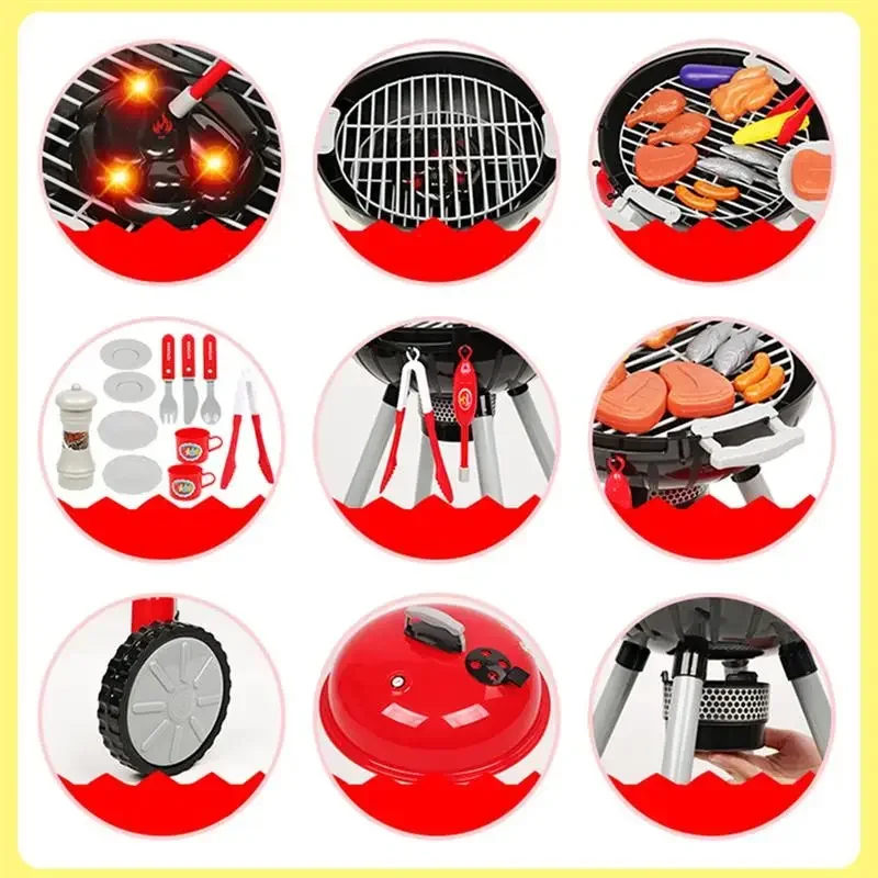 Bambini finta giocattolo portatile interessante creativo Barbecue elettrico carrello giocattolo simulazione BBQ giocattolo Set Barbecue giocattoli per bambini bambini