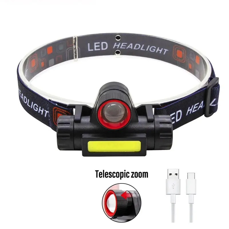 COB LED Headlamp Torch Rechargeable Headwear Flashlight Outdoor Waterproof Camping Fishing Mining Lantern Headlight With Magnet