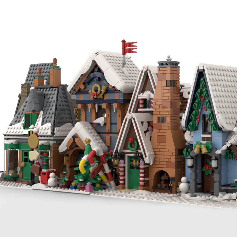 1439 個 MOC モジュラー街並み冬郵便局モデルクリスマスギフトビルディングおもちゃブロック建設クリエイティブアイデア