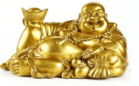 Big new Buddha incense pavilion Ming and Qing classical number big belly laughing Buddha statue home living room decoration copp