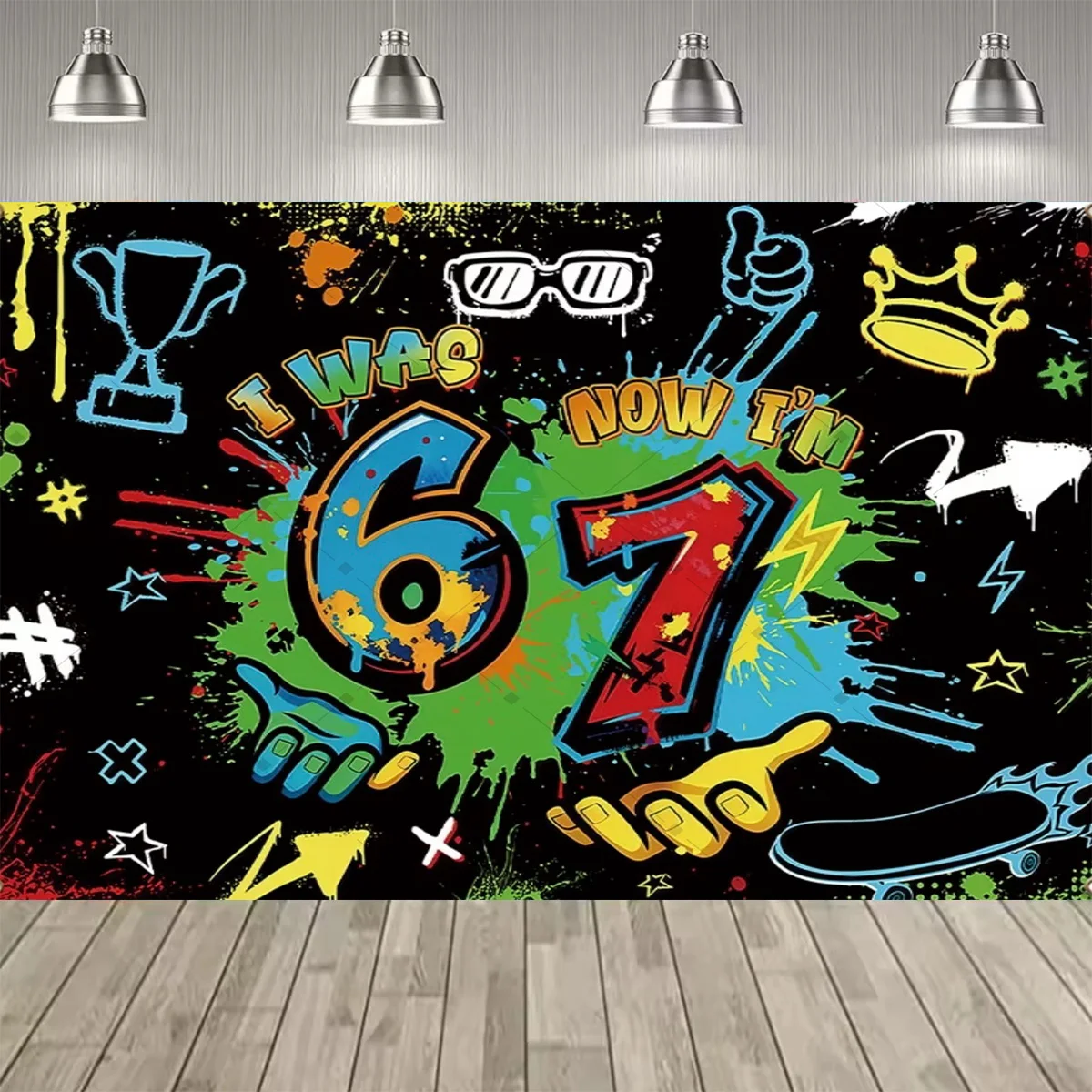 2D Flache Farbige Zahlen ICH BIN JETZT 6, WAR EHER 7 - Themen-Dekoration für Jungen- und Mädchen-Geburtstagsfeiern, Party-Hintergrund, Partyzubehör, Deko-Banner – Detail 11