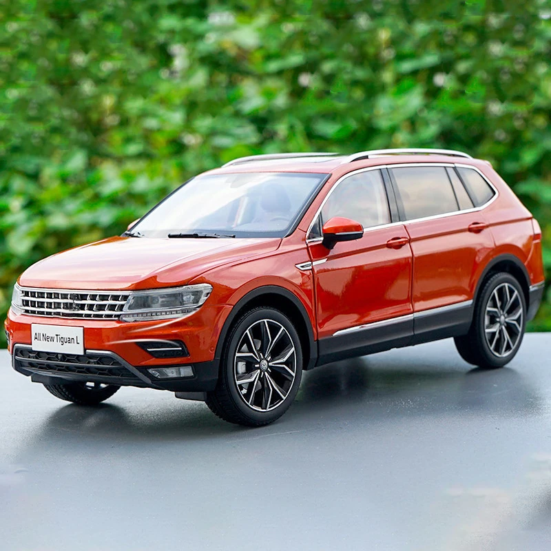 Original Diecast Alloy 1:18 Scale 2017 TIGUAN L Car Model Orange For Adult Classic Collection Gift Display Souvenir Ornament