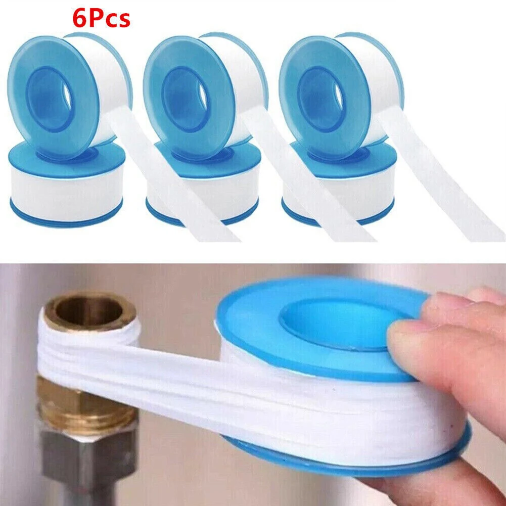 6Pcs PTFE White Threaded Sealing Tape Adhesive Plumbers Water Tight 20m X 16mm For Plumbers Mechanics Contractors