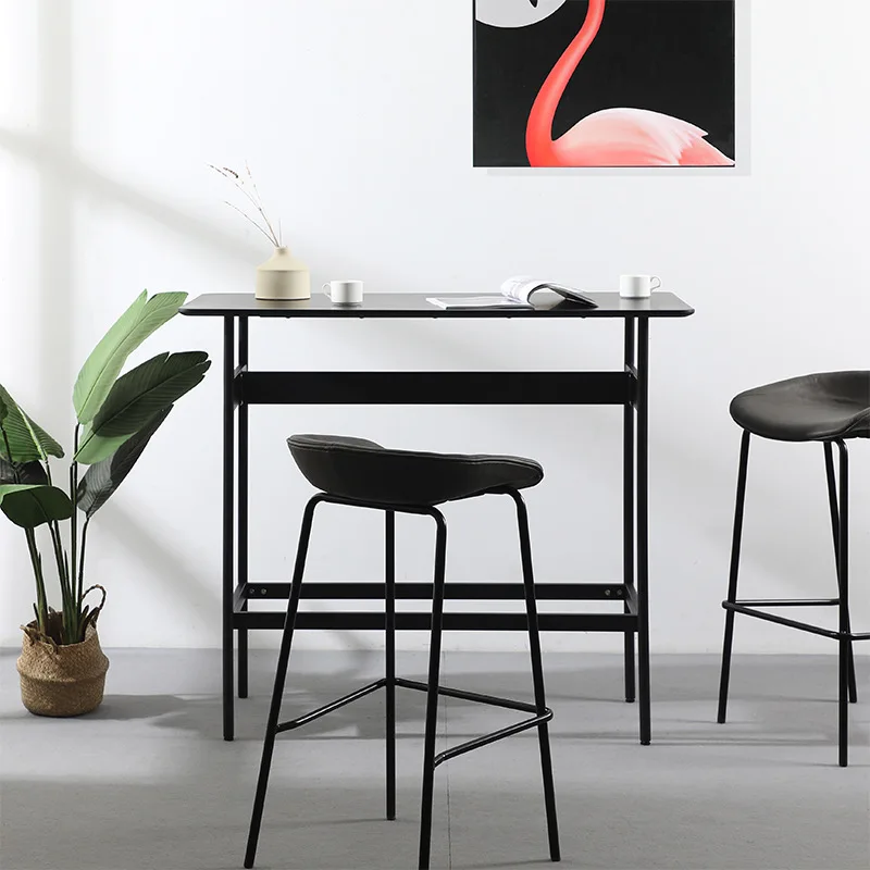 Nordic bar table household casual high table creative log color desktop simple commercial rectangular bar table