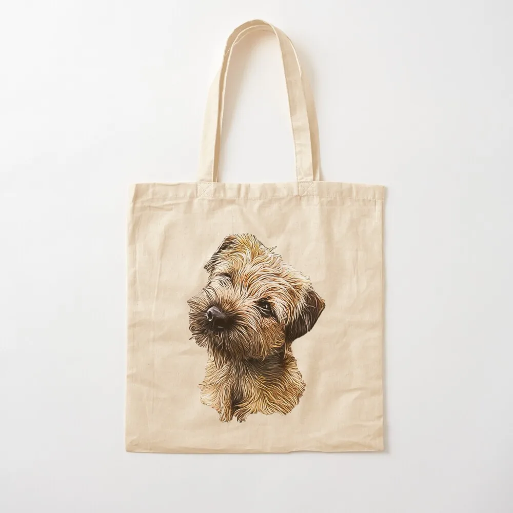 Border Terrier Cute Puppy Dog Tote Bag hand bag tote bags aesthetic shopper bags Canvas shoulder bag
