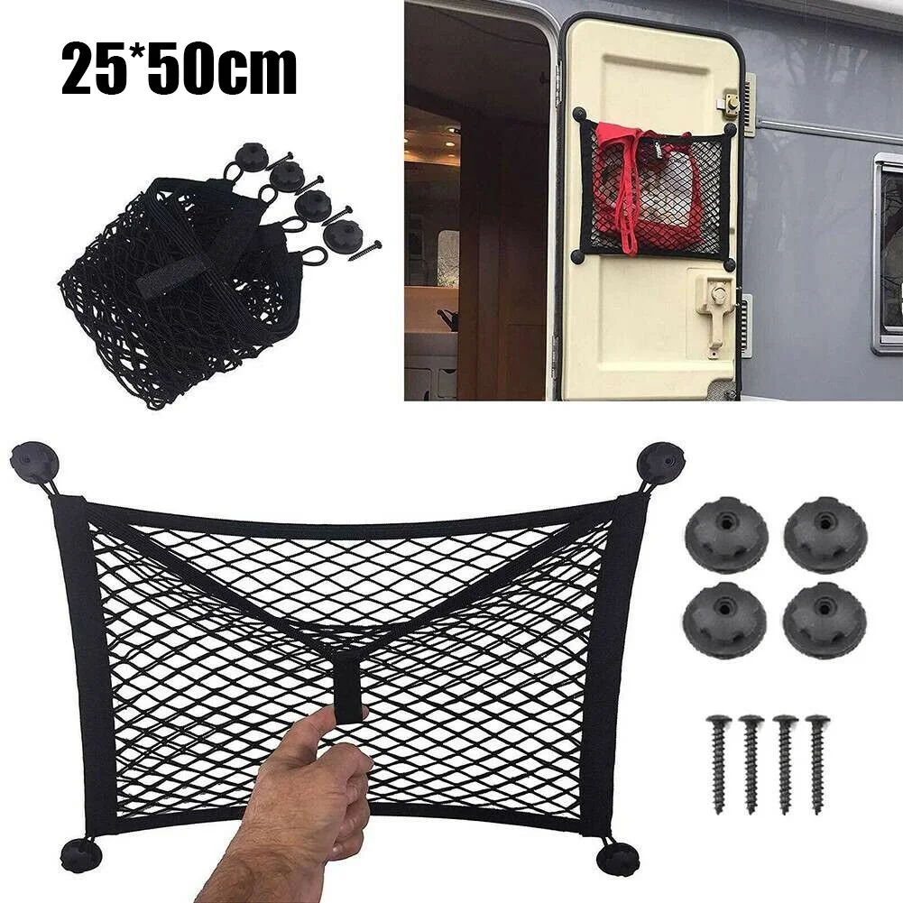 Car Trunk Storage Bag Nylon Mesh Nets Extra Large Elastic String Luggage Net For Cargo Van Motorhome Mobile Home Caravan Boat