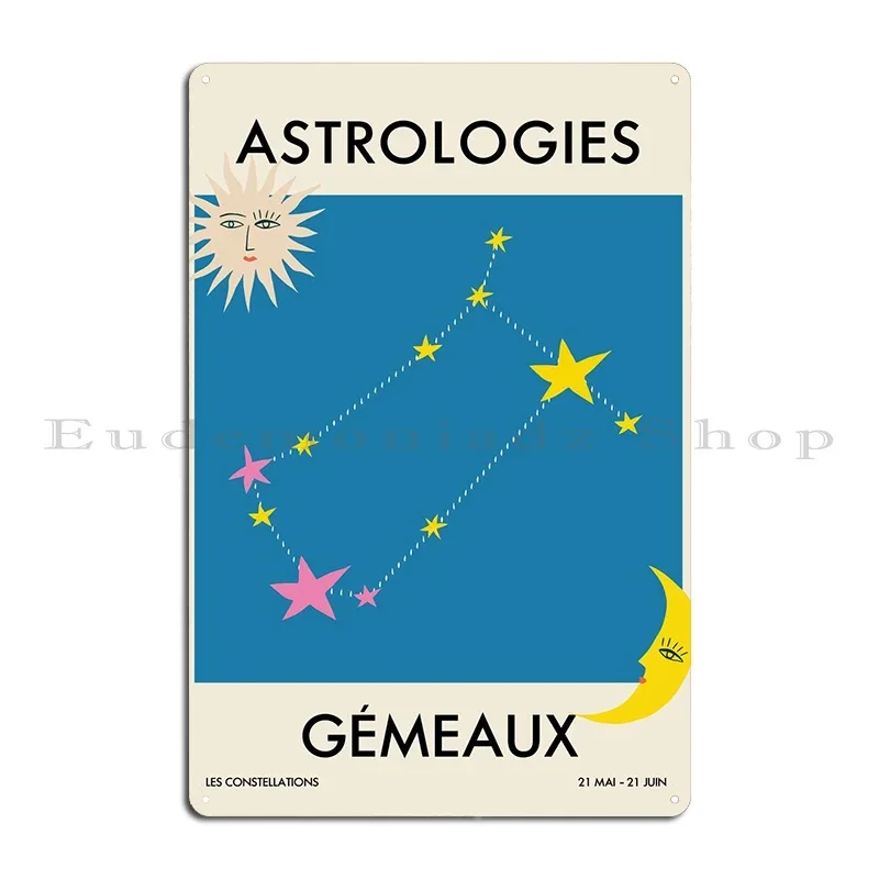 Gemini Zodiac Sign Metal Plaque Poster Design Sign Cinema Cave Customize Tin Sign Poster
