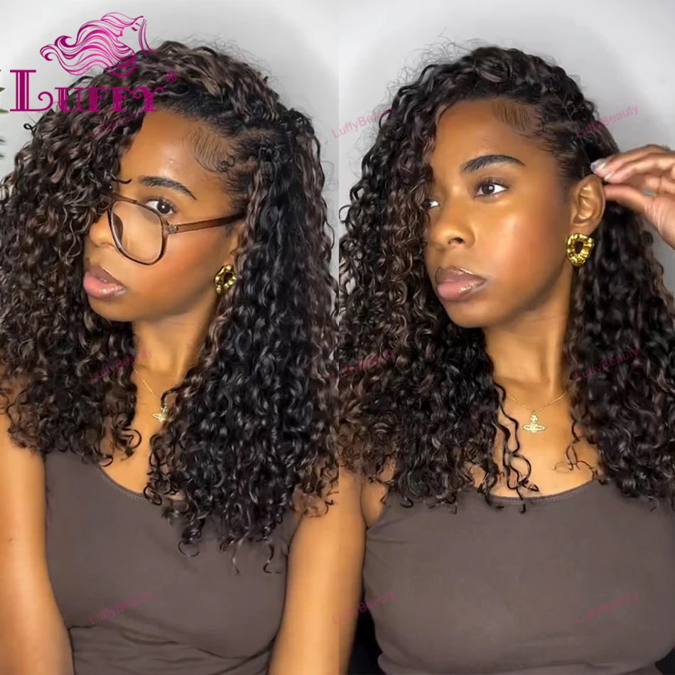 Deep Wave Crochet Human Hair Extensions #4 Medium Brown Color Knotless Pre-Separated Human Hair Feather Crochet Hair Extensions