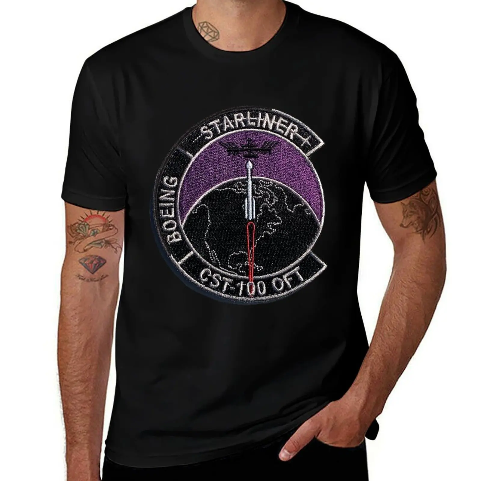 Starliner Orbital Flight Test 45th Space Wing Patch T-Shirt Minimalist Plain Crew Neck T-Shirt