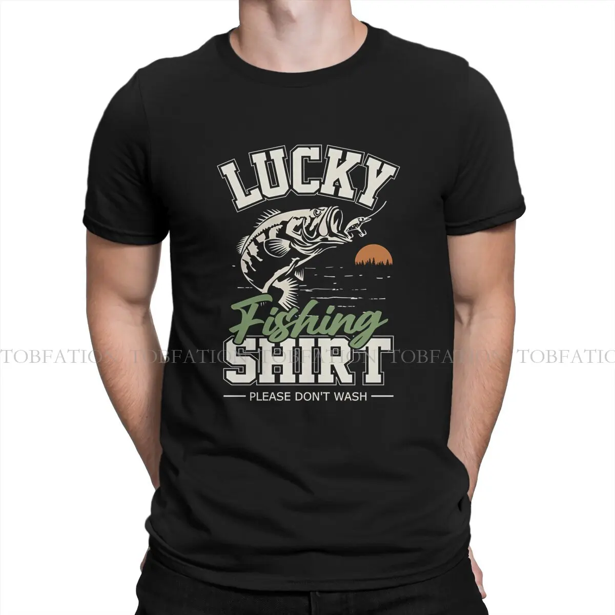 Lucky Fishing   Bass Fisherman Graphic TShirt Fishing Lure Style Tops Casual T Shirt Male