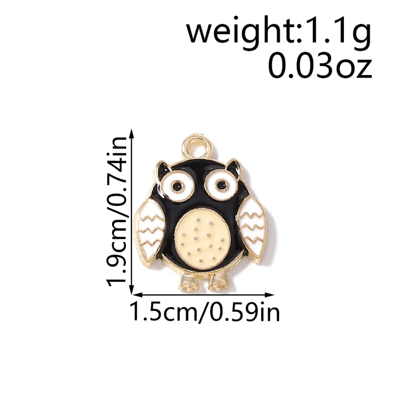 10 Stück niedliche, gemischte Emaille-Anhänger in Tierform (Katze, Eule, Pinguin) für die Schmuckherstellung, Halsketten, Ohrringe, Armbänder, DIY-Bastelbedarf – Detail 11