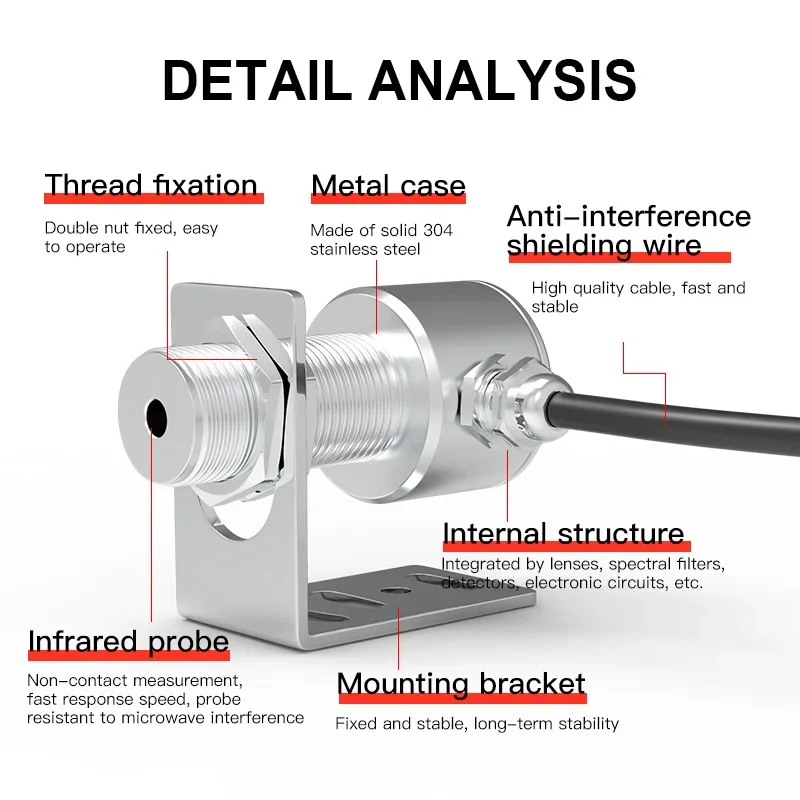 NEW KASINTON JSD50A-FW 0~500℃ 4-20mA IP65 Non Contact Infrared Temperature Sensor