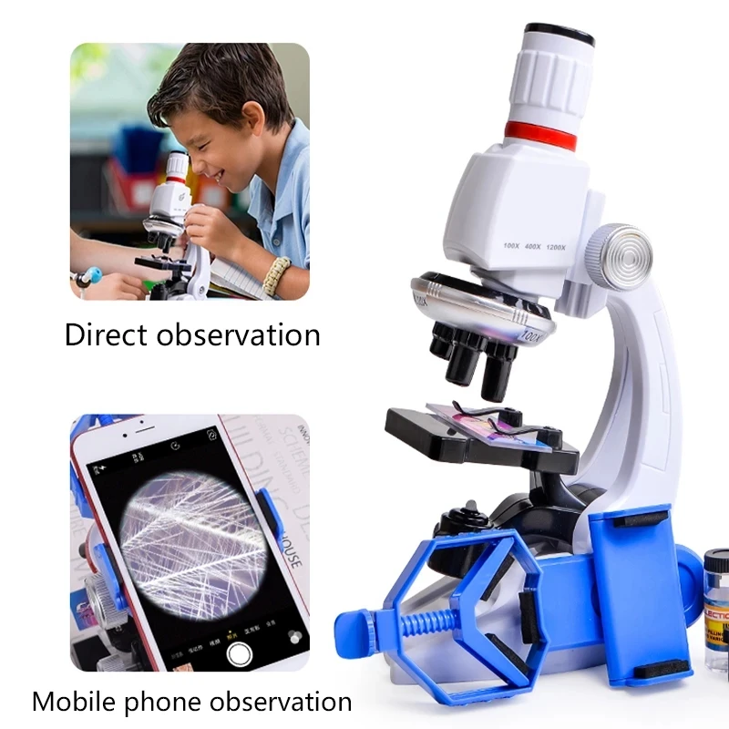 1200x Biologische Microscoop Kit Lab Met Led Microscopio Home School Science Educatief Speelgoed Geschenk Verfijnde Kinderen Microscoop