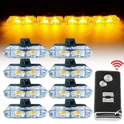 LED Car Front Grille Strobe Police Lights Flash Warning Lamp Red Blue Yellow Rescue Vehicle Emergency Flasher Signal Lighting