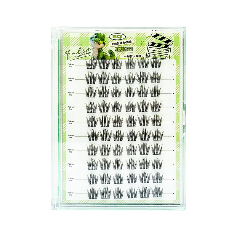 BQI Eye Lashes Without Glue Natural Wispy Cluster Upward Winged Soft Lightweight K-beauty Style