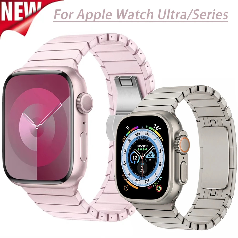 

Ремешок из нержавеющей стали для Apple Watch Ultra, ремешок 49 мм, 44 мм, 45 мм, 40 мм, 41 мм, 42, 46 мм, металлический браслет iWatch series 9 7 6 2 3 8 se 10