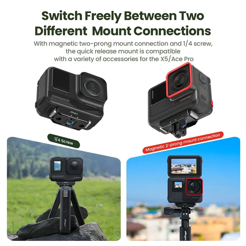 -RRKK AMAGISN قاعدة معدنية مغناطيسية سريعة الإصدار لملحقات حامل الكاميرا الرياضية Ace Pro 2