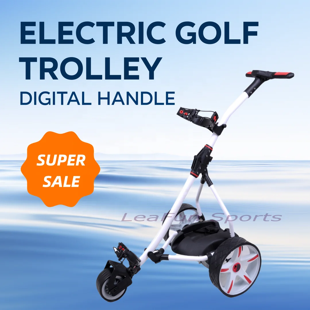 

Best Sell China Factory Directly Sell Golf Trolley Power Golf Trolleys with LCD Digital Handle and Long Holes Battery