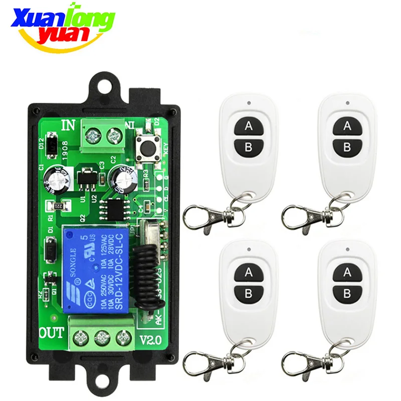 

433MHz Universal Wireless Remote Control DC 12V 24V 1CH Relay Receiver Module RF remote Switch for Gate Garage opener