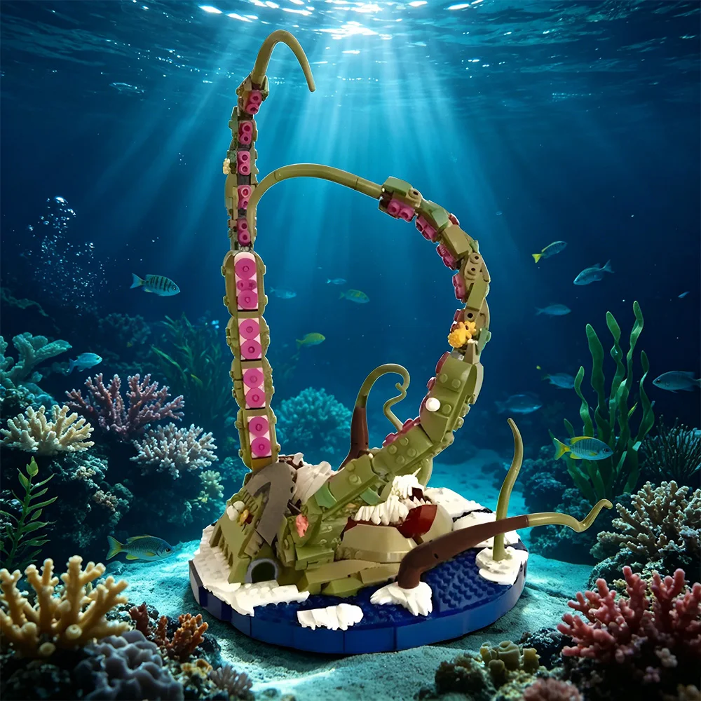 MOC Kraken Building Blocks Kit Giant Octopus Tentacles Terrifying Sea Monster Desk Decor Bricks Toy Adult Gift