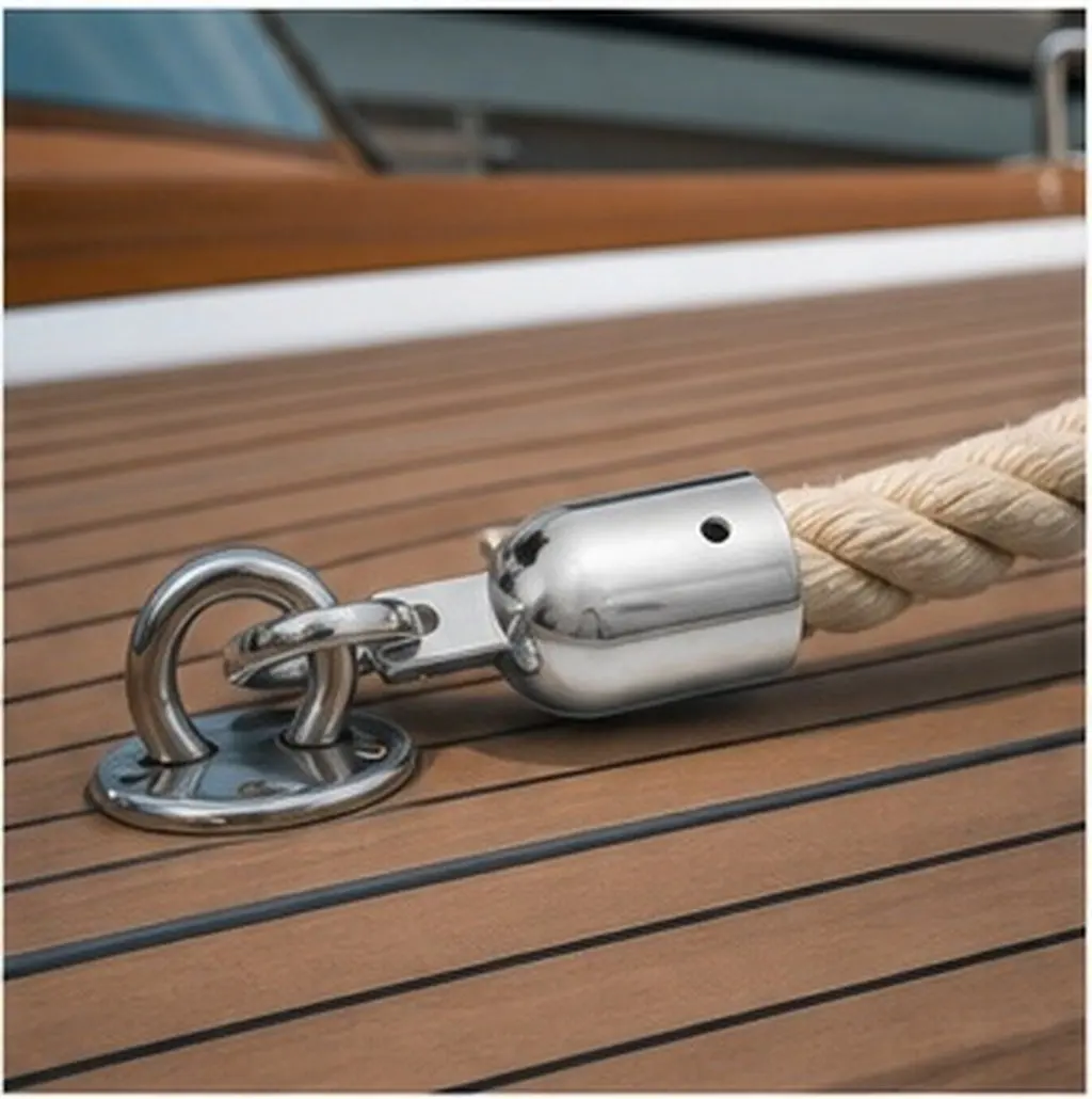 6Pcs Guardrail Rope End Cap Stainless Steel Cord Lock Snap Hook Heavy Duty Rope Connector Protector Spring Clip Hook