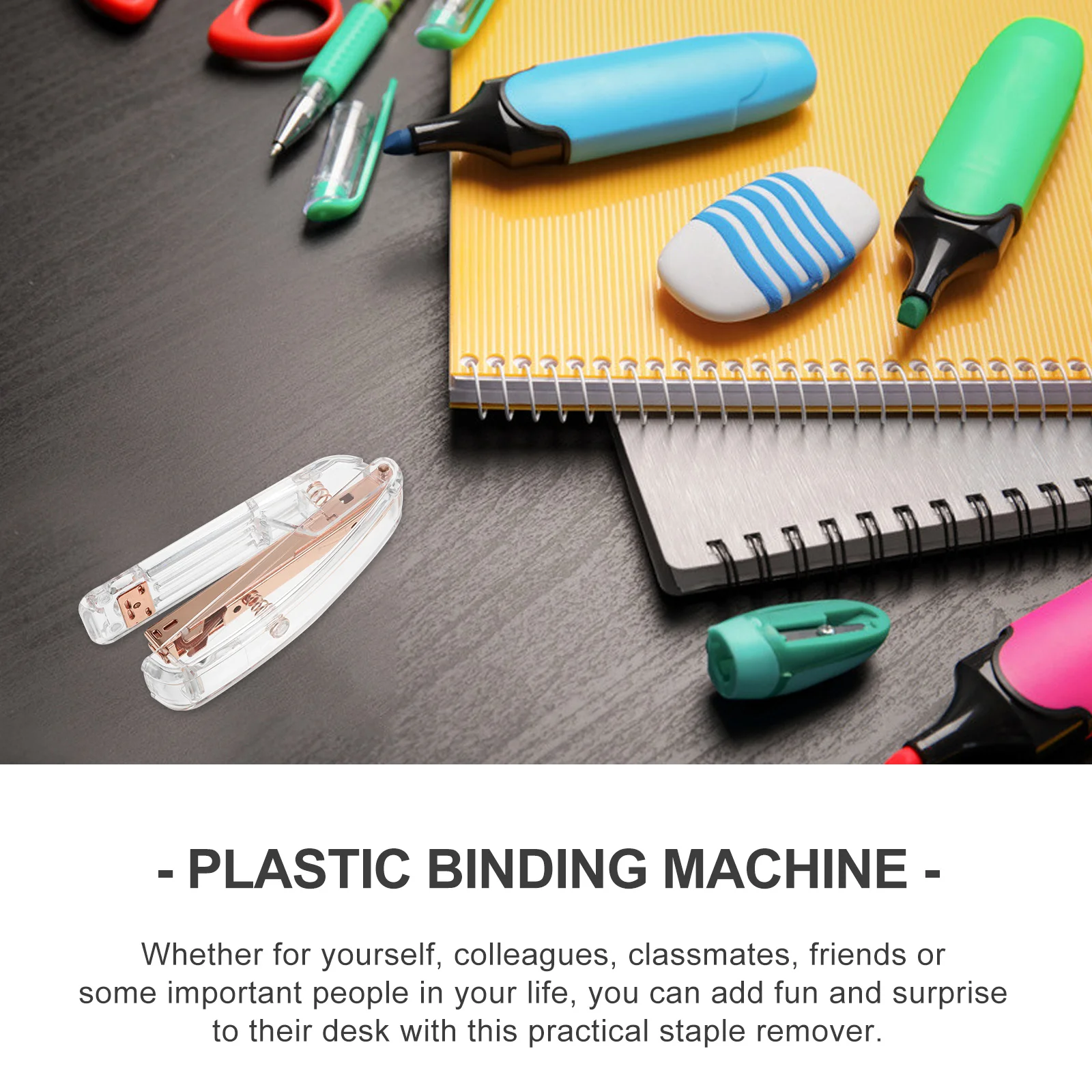 

1Pcs Transparent Stapler Plastic Binding Machine Book Stapling Tool School Office Simple Stationery Transparent Stapler