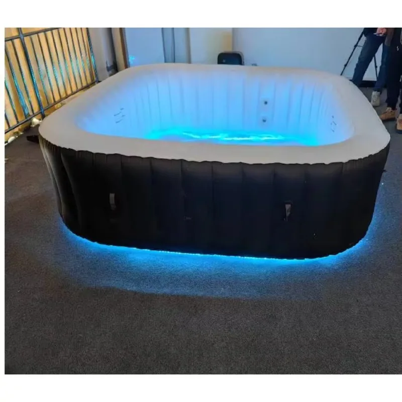 

Modern Style Luxury Square Spa PVC Inflatable Bathtub Soaking Function Eco-Friendly Massage Jets for 2-4 Persons Outdoor Use