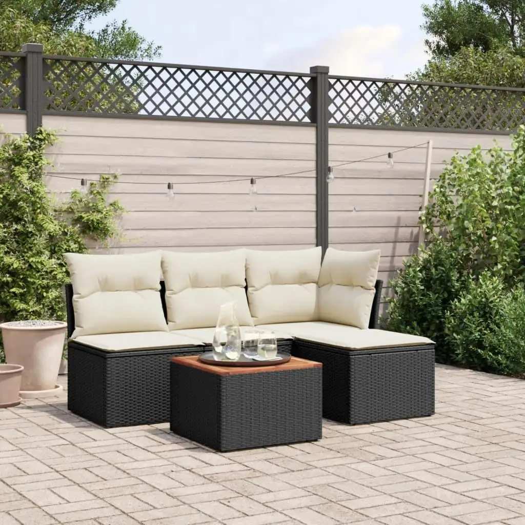 

Black and Cream Outdoor Garden Sofa Set Comfortable Patio Furniture Modern Design for Relaxation and Entertaining