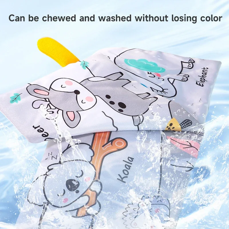 

Детские тканевые книги в животном стиле, обучающие игрушки, моющаяся книга для укусов, детская просветительская книга, сенсорные игрушки-головоломки для раннего обучения