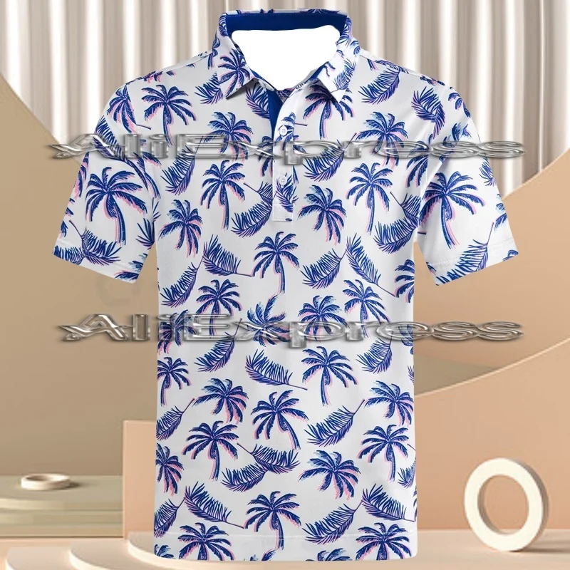 

Hawaiian Plants Polo Shirt Man Summer 3D Print Leaves Flower Short Sleeve Golf Polo Shirts Street Tops T-Shirt Clothes,moto Tee
