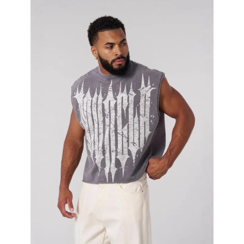 

New Arrival Men's Fitness Vest 100% Cotton Sleeveless T-shirt For Gym Workout Bodybuilding Running Tank Top Black Clothing