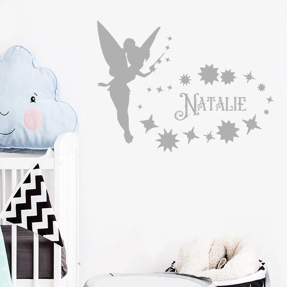 1 pc nice Magical little fairy Custom Text Wall Sticker baby room Home Decor For Living Room Kids Room Decal Creative Stickers