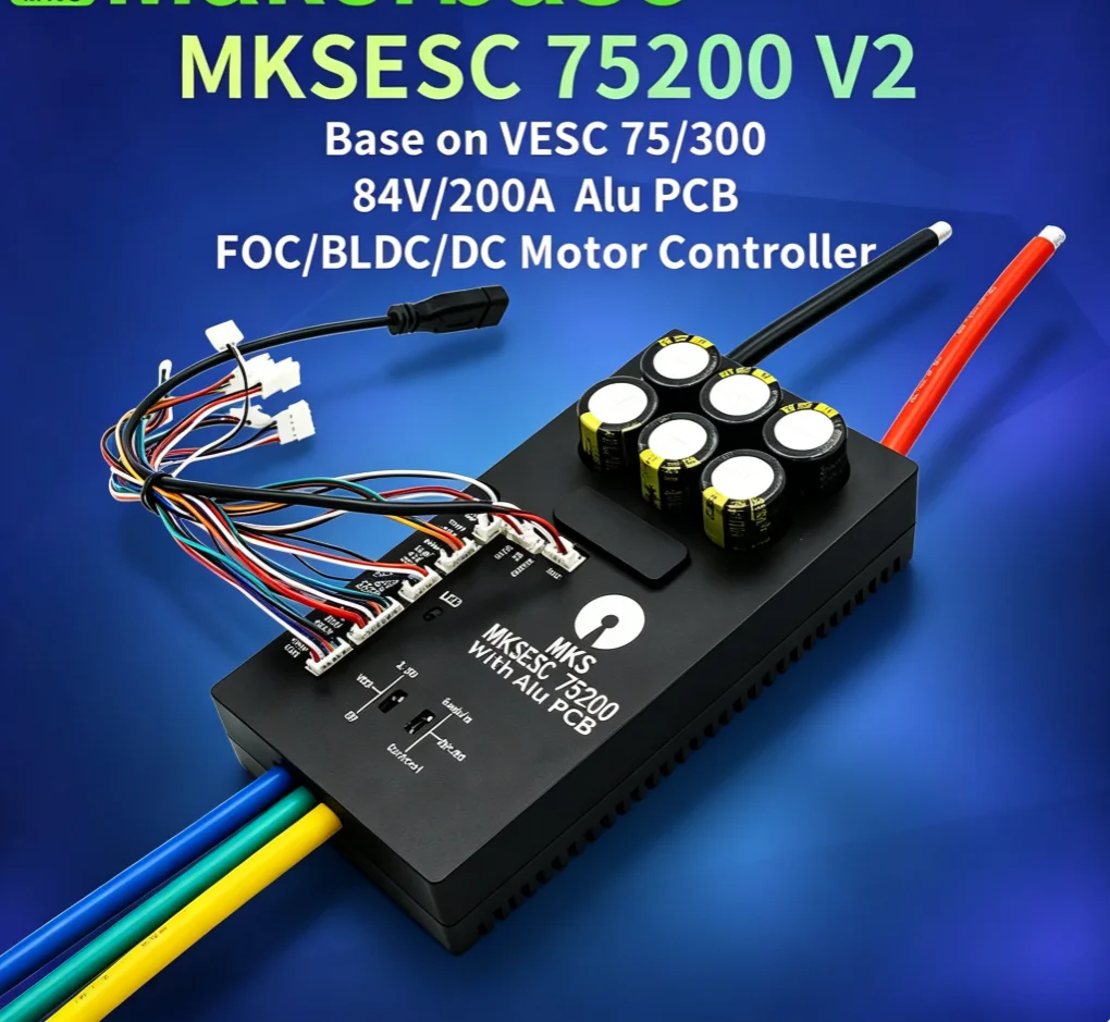 Makerbase VESC 75200 V2 84V 200A Aluminum PCB BLDC Controller for E-Foil AGV Fighting Robot Surfboard