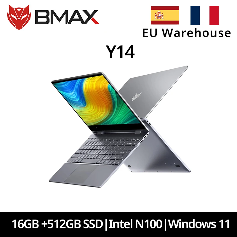 BMAX Y14 Laptop 14 inch Notebook Windows 11 16GB RAM LPDDR5 512GB SSD 1920*1080 IPS Intel N100 laptops Computer