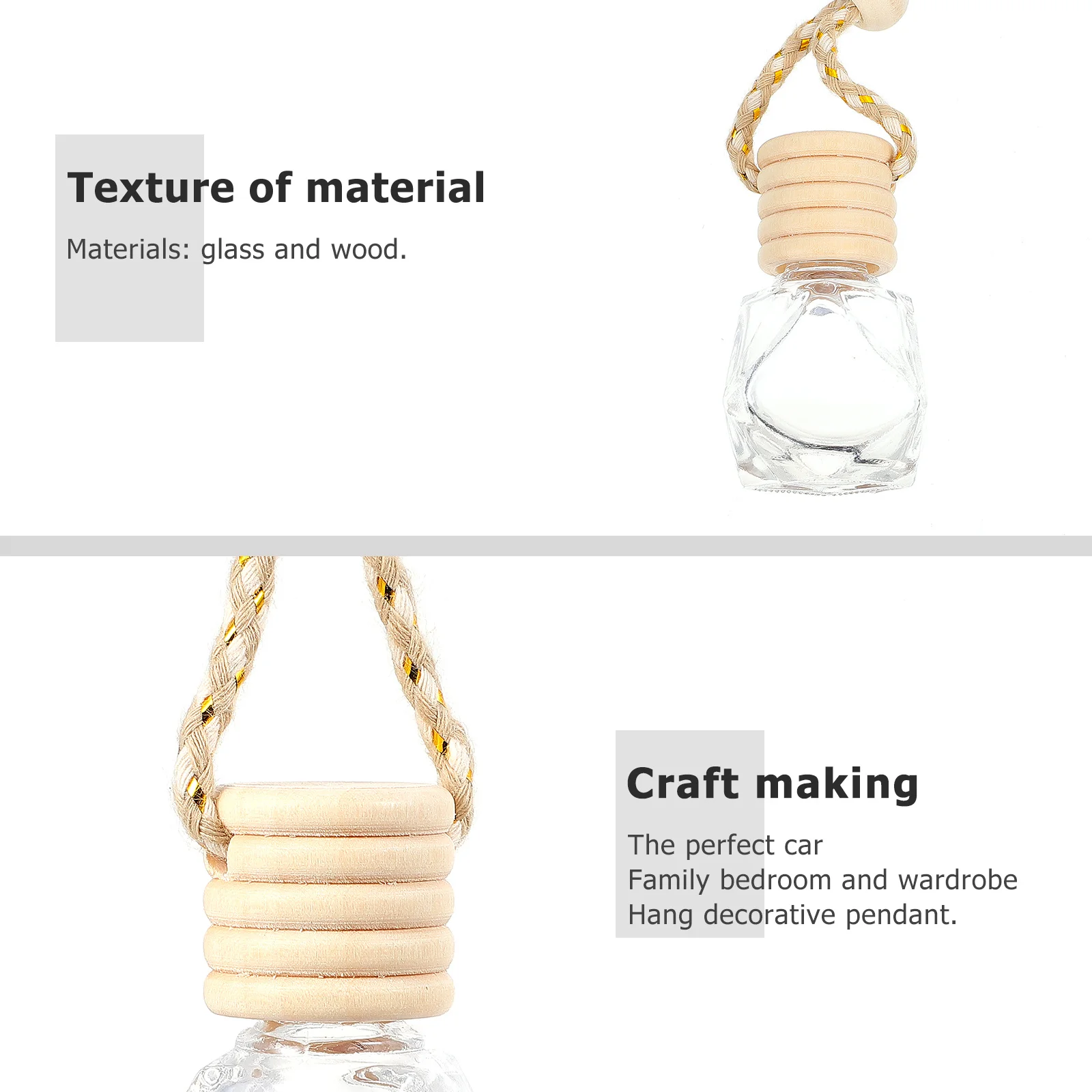 

6Pcs Car Aromatherapy Bottles Hanging Pendant Fine Craftsmanship Colorful Fragrance Decor for Home Office Wardrobe Car